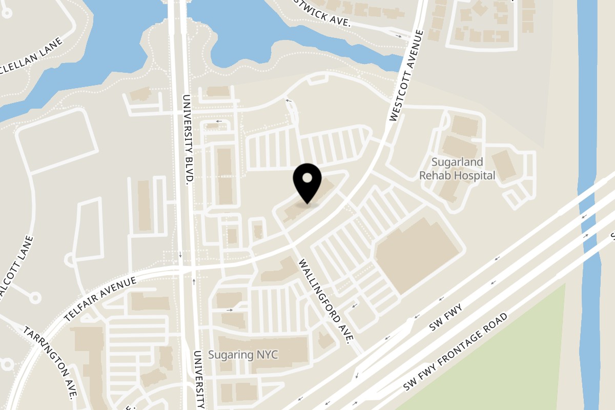 Map showing the location of Gyro Hut Sugar Land on 1914 Wescott Ave #150 in Sugar Land