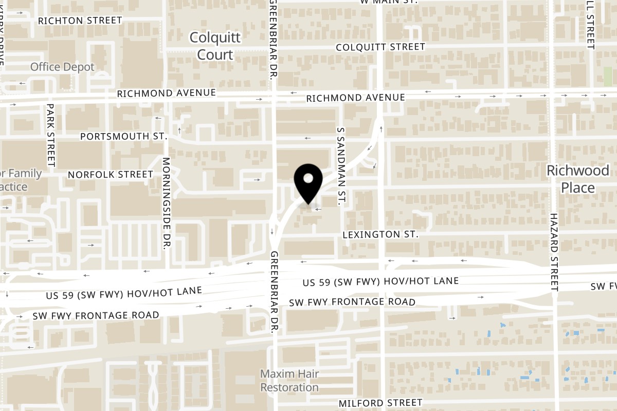 Map showing the location of Gyro Hut Shepherd on 3821 Farnham St in Houston